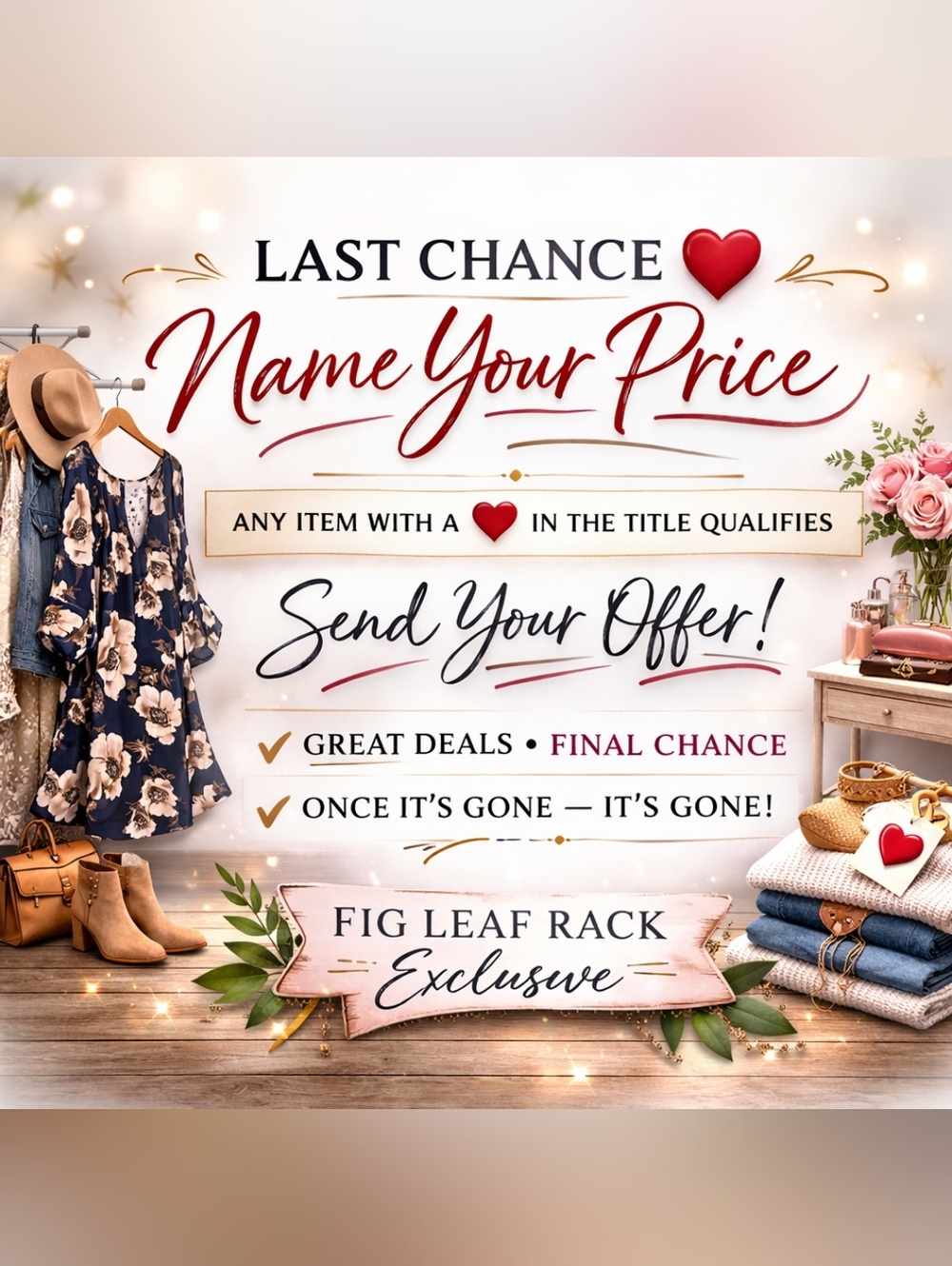 ❤️❤️❤️❤️ Last Chance Clearance Rack Name Your Price Before It's Gone Deal❤️❤️❤️❤